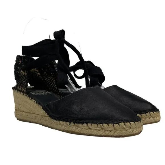DIEGOS Lola Lace-Up Ribbons Rope Sole & Leather Handcrafted Black Espadrilles 39 - Picture 5 of 12